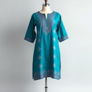 Teal Embroidered Kurti