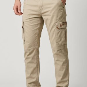 Men’s Beige Cargo Pants – Comfortable Everyday Fit